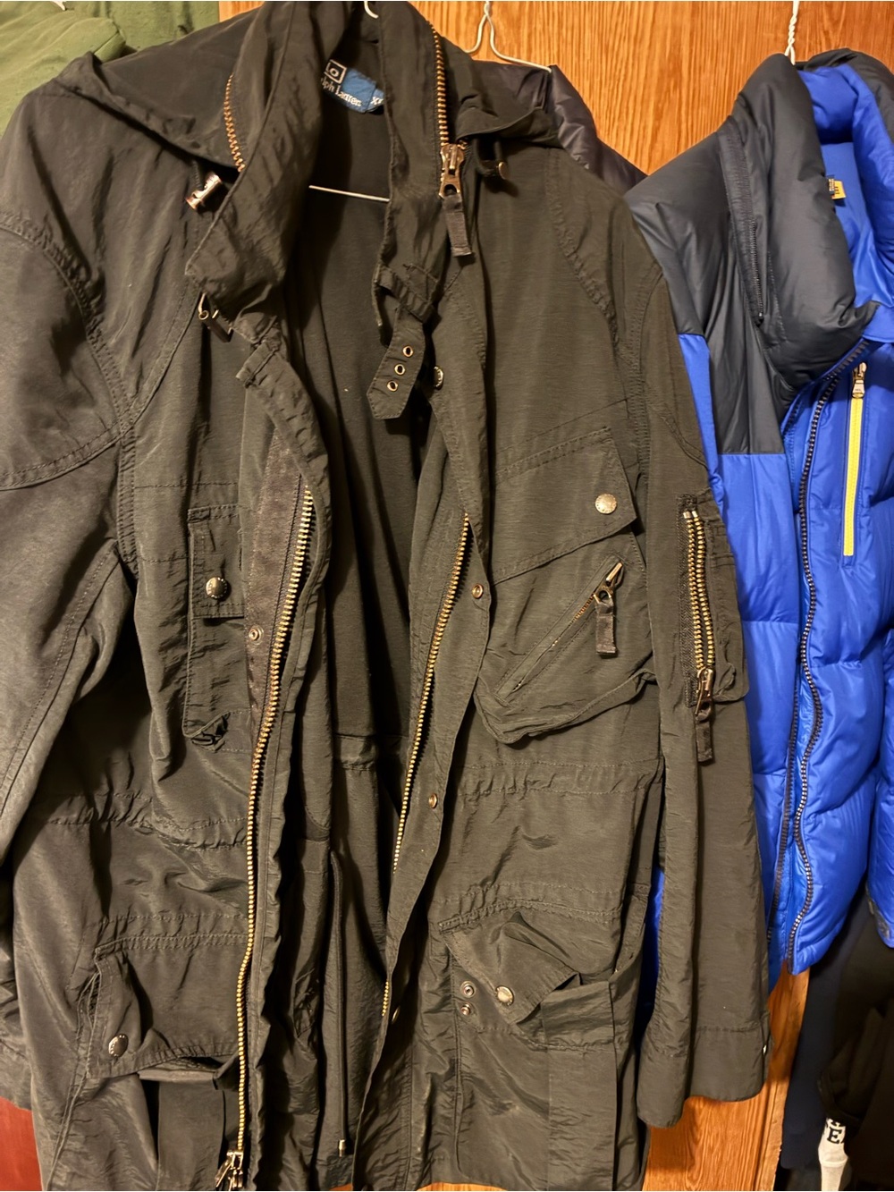 Polo by Ralph Lauren Black Military Field Jacket with Brass Hardware